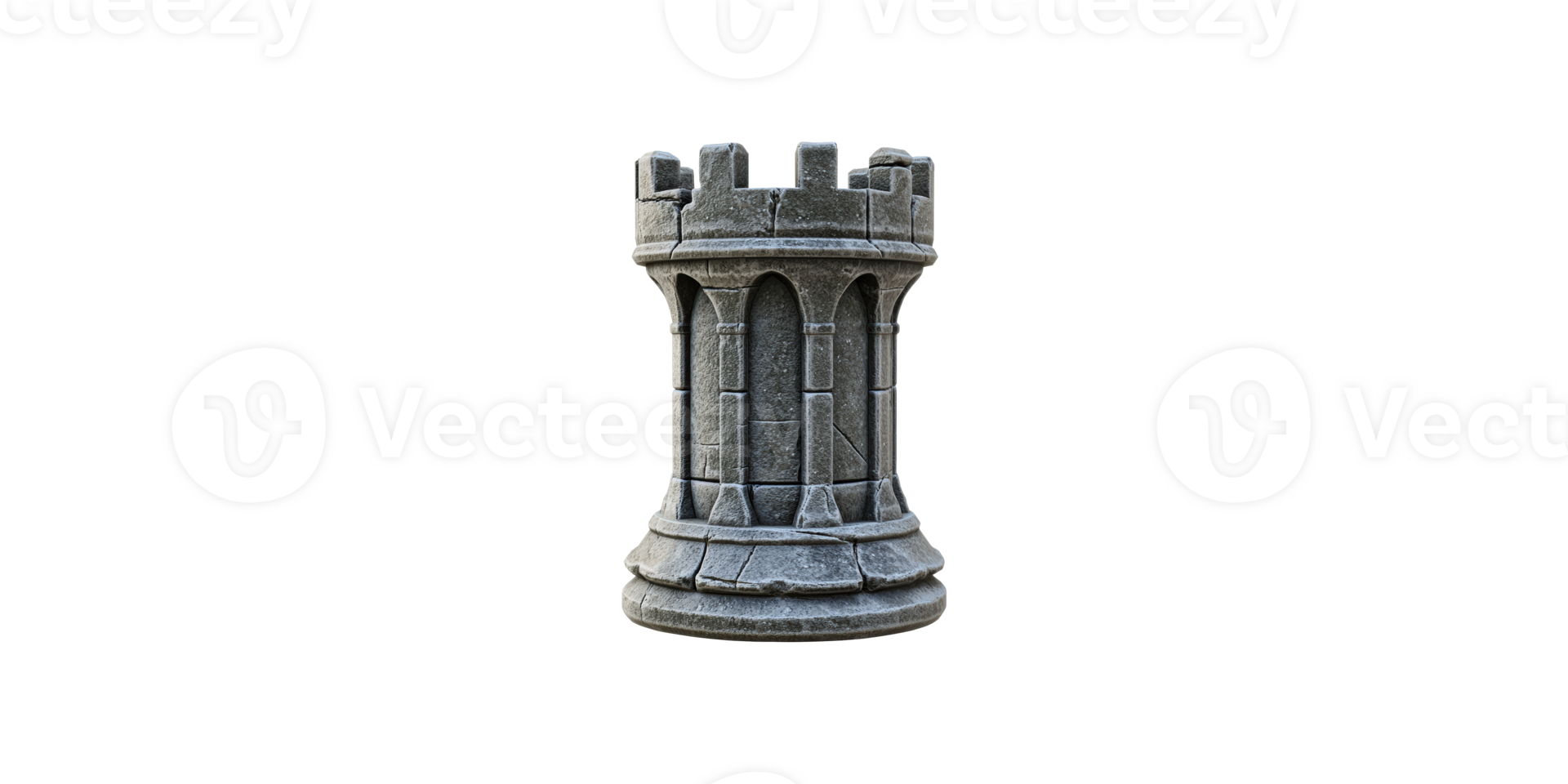 Stone chess rook piece isolated on transparent background png