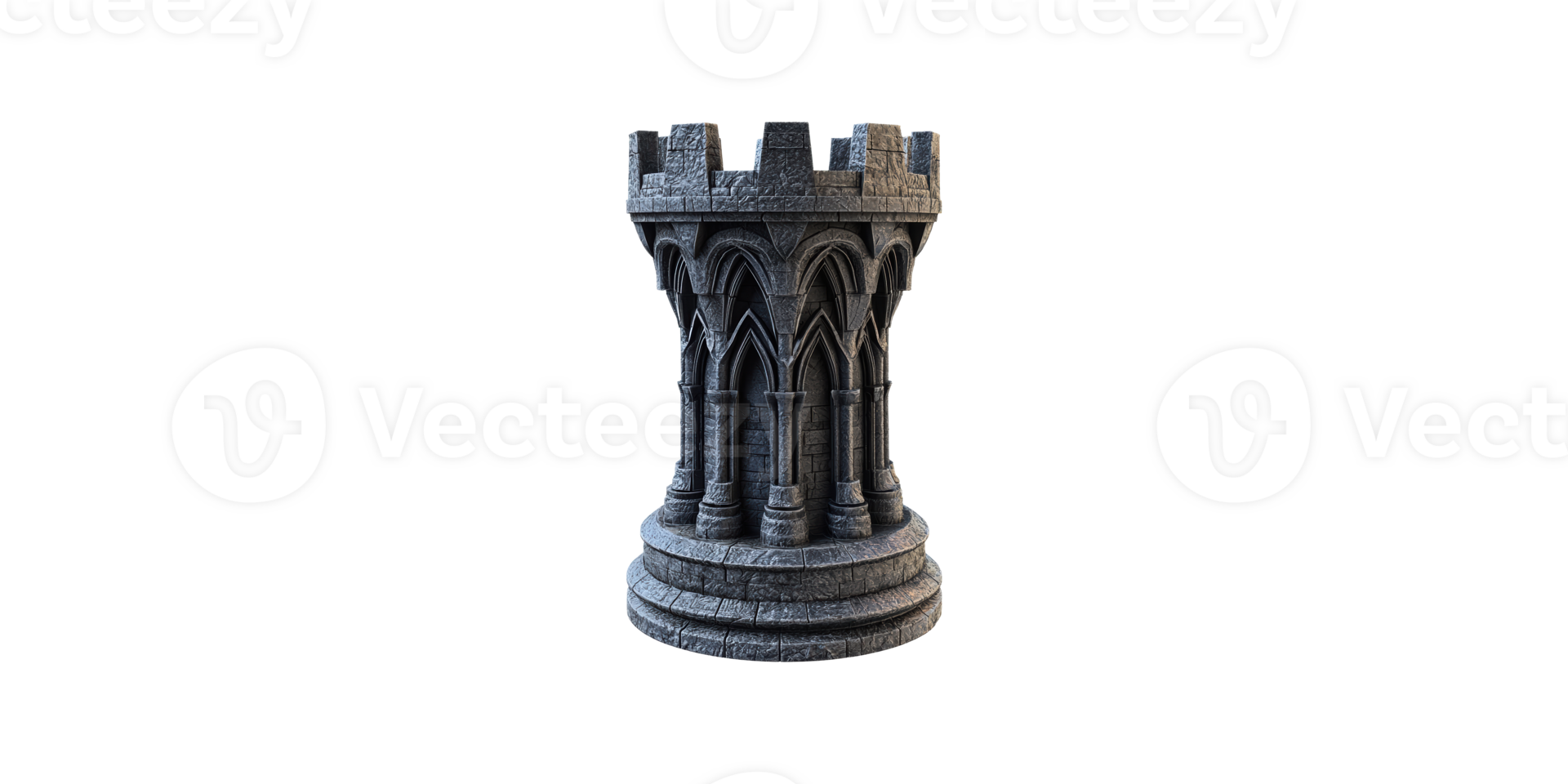 Medieval stone tower rook isolated on transparent background png