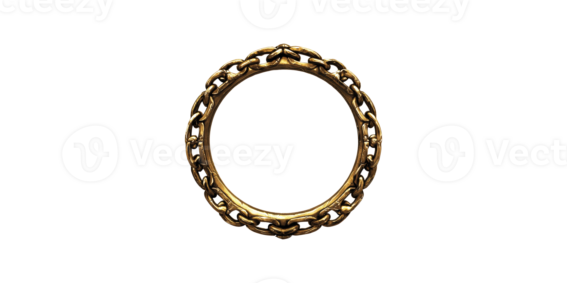 Ornate gold chain frame isolated on transparent background png