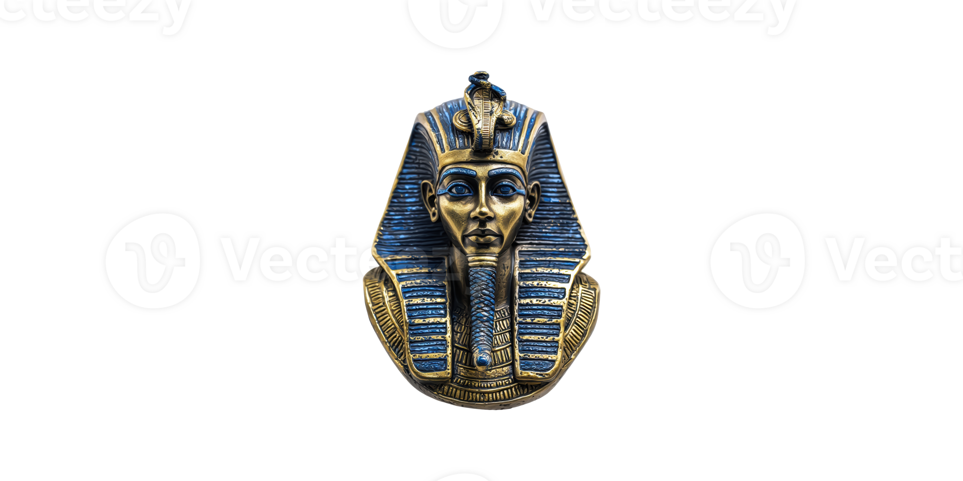 Ancient egyptian pharaoh mask sculpture isolated on transparent background png
