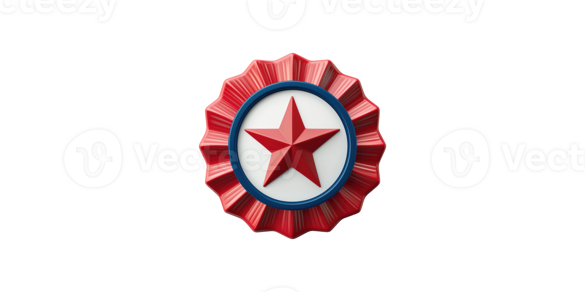 Red and blue star ribbon badge isolated on transparent background png