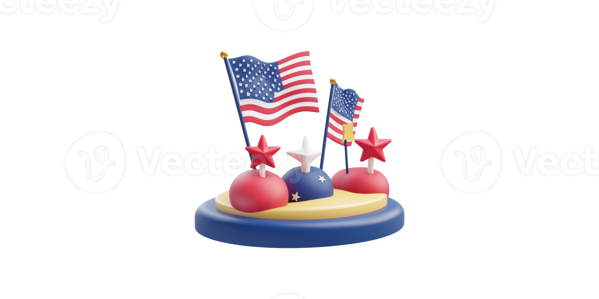 Patriotic usa flag souvenirs with stars isolated on transparent background png