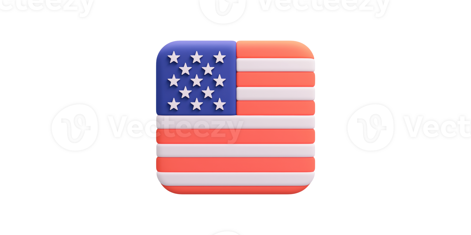 3d united states flag icon with stars and stripes isolated on transparent background png