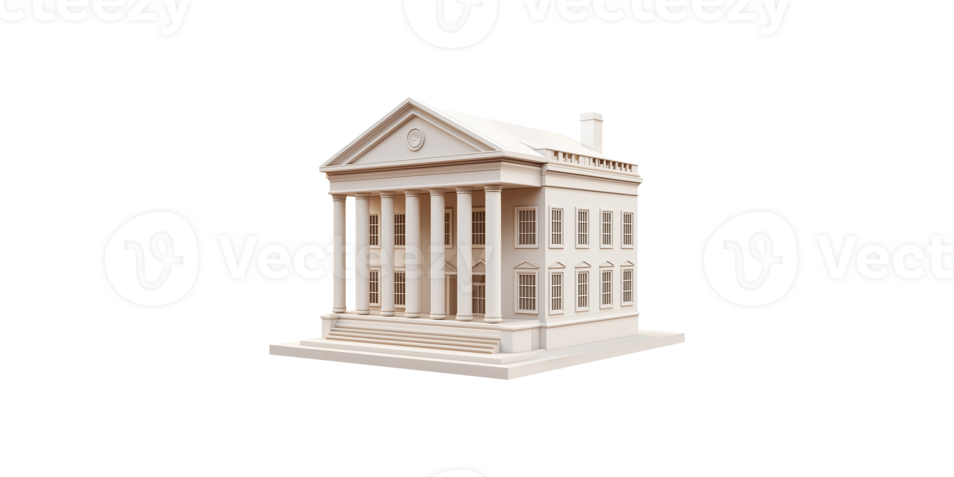 Classic white mansion with pillars isolated on transparent background png