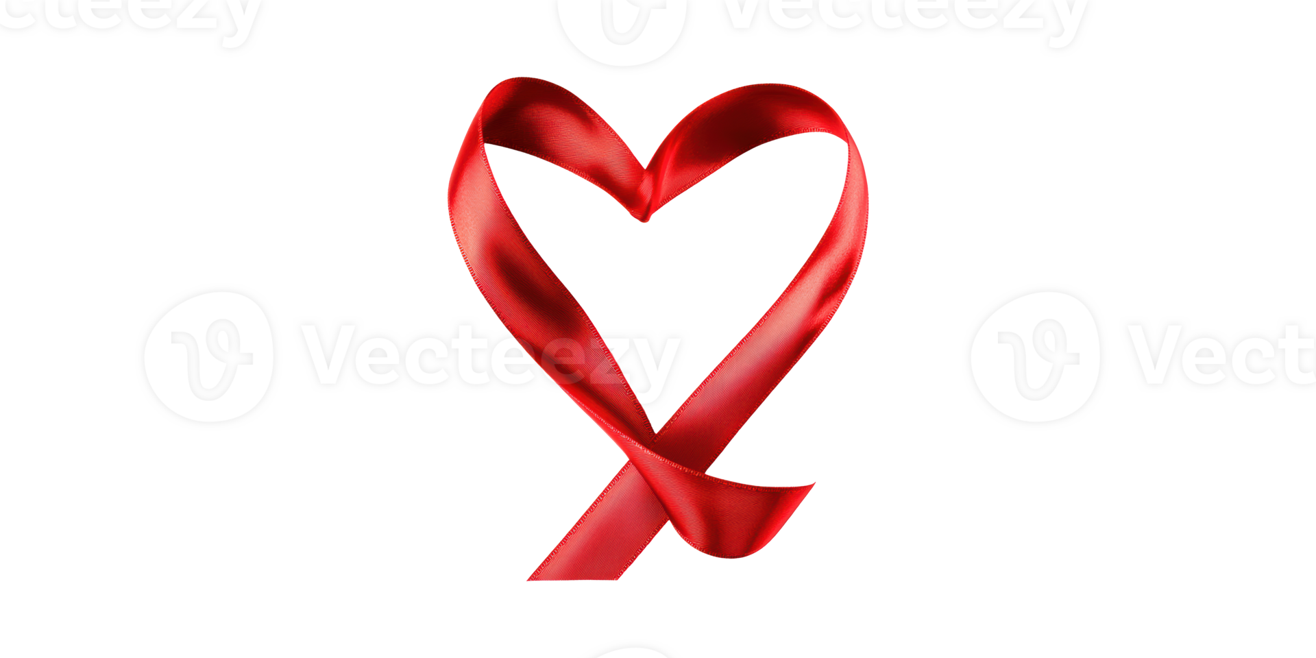Red ribbon forming heart shape isolated on transparent background png