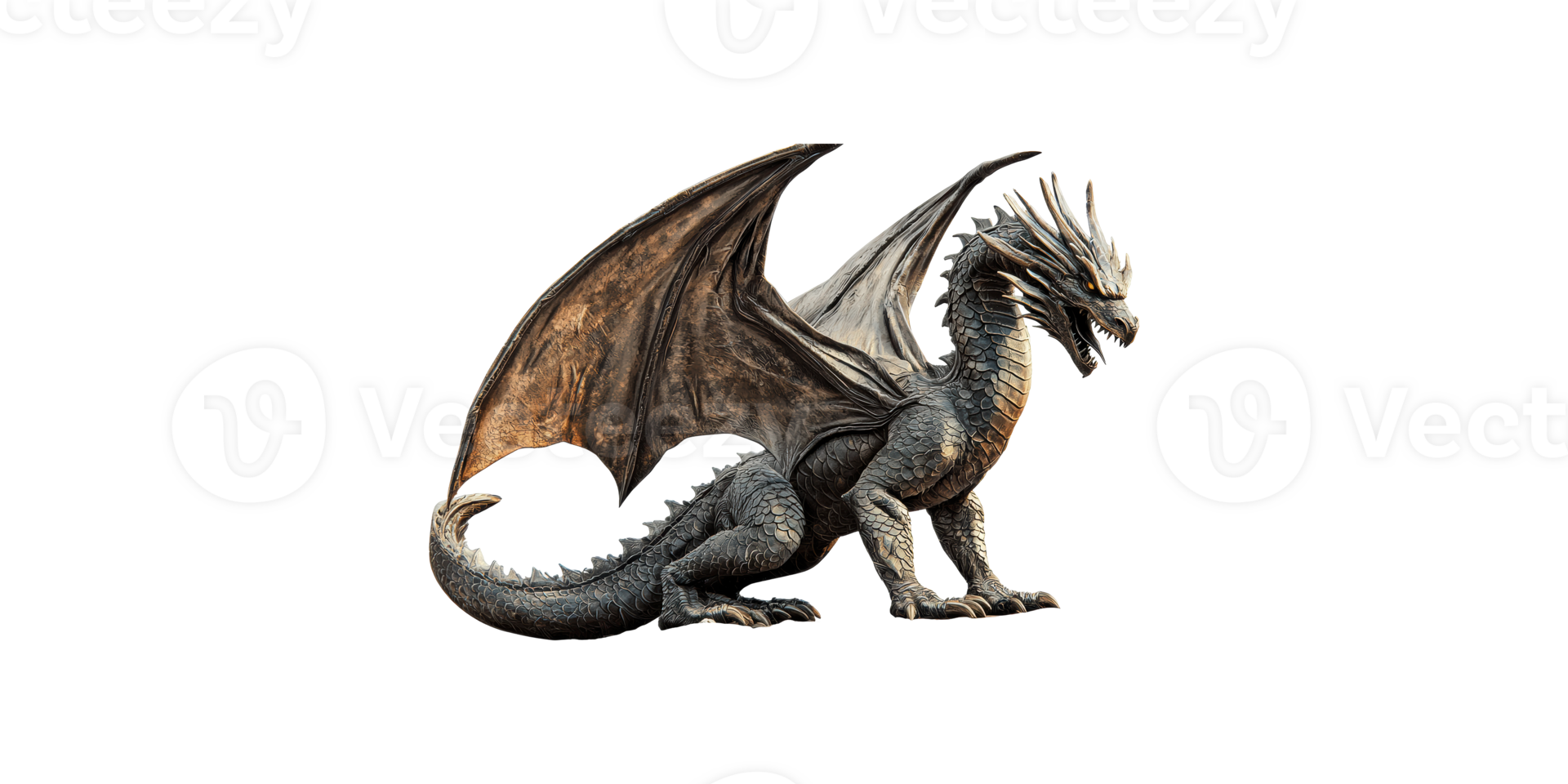 Majestic dragon with wings isolated on transparent background png
