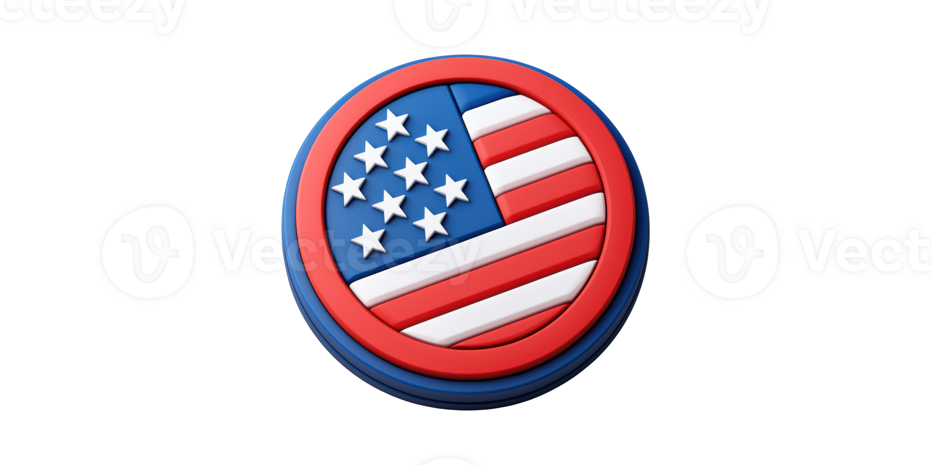 American flag badge with stars and stripes isolated on transparent background png