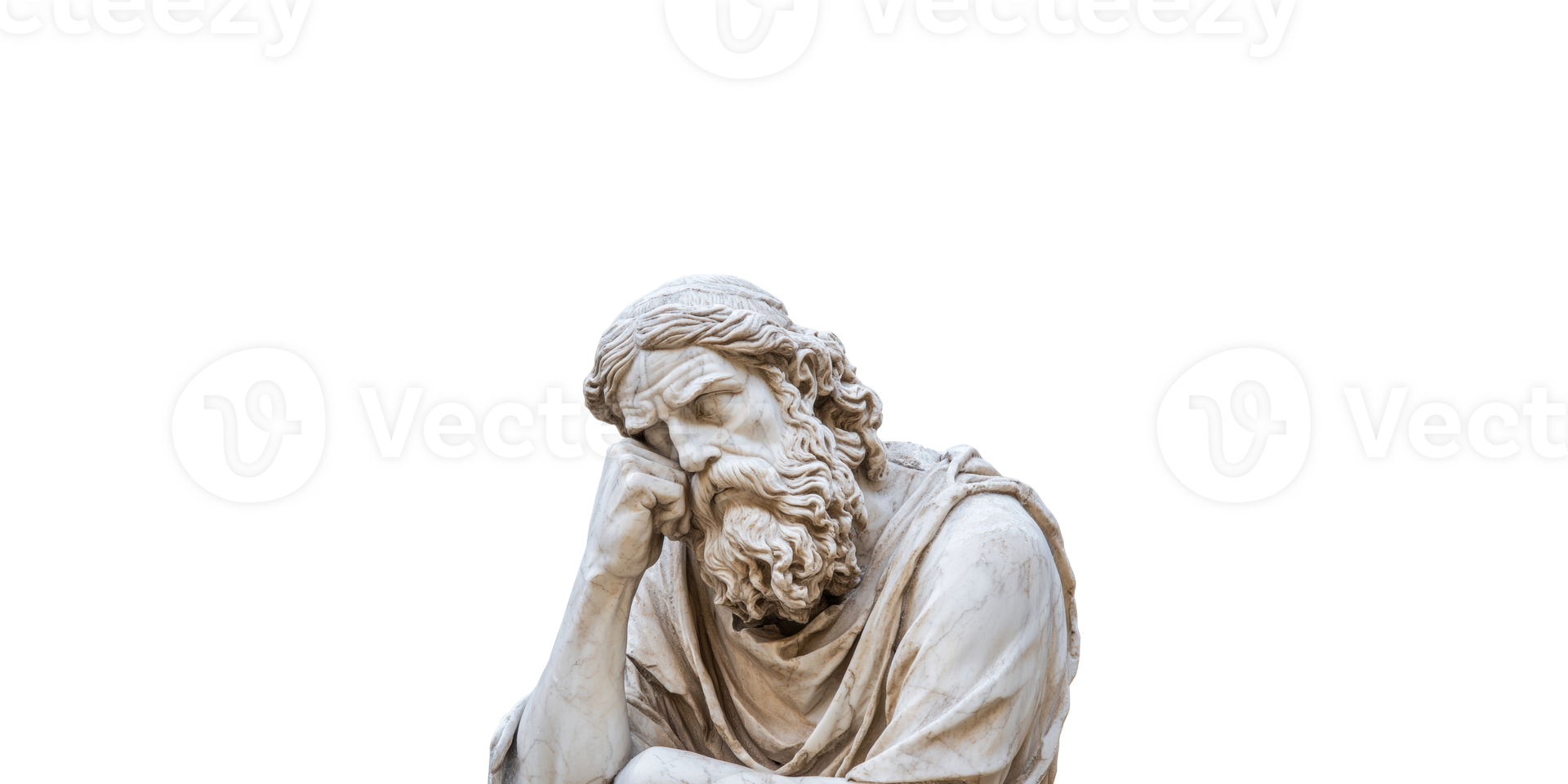 Ancient thinker statue isolated on transparent background png