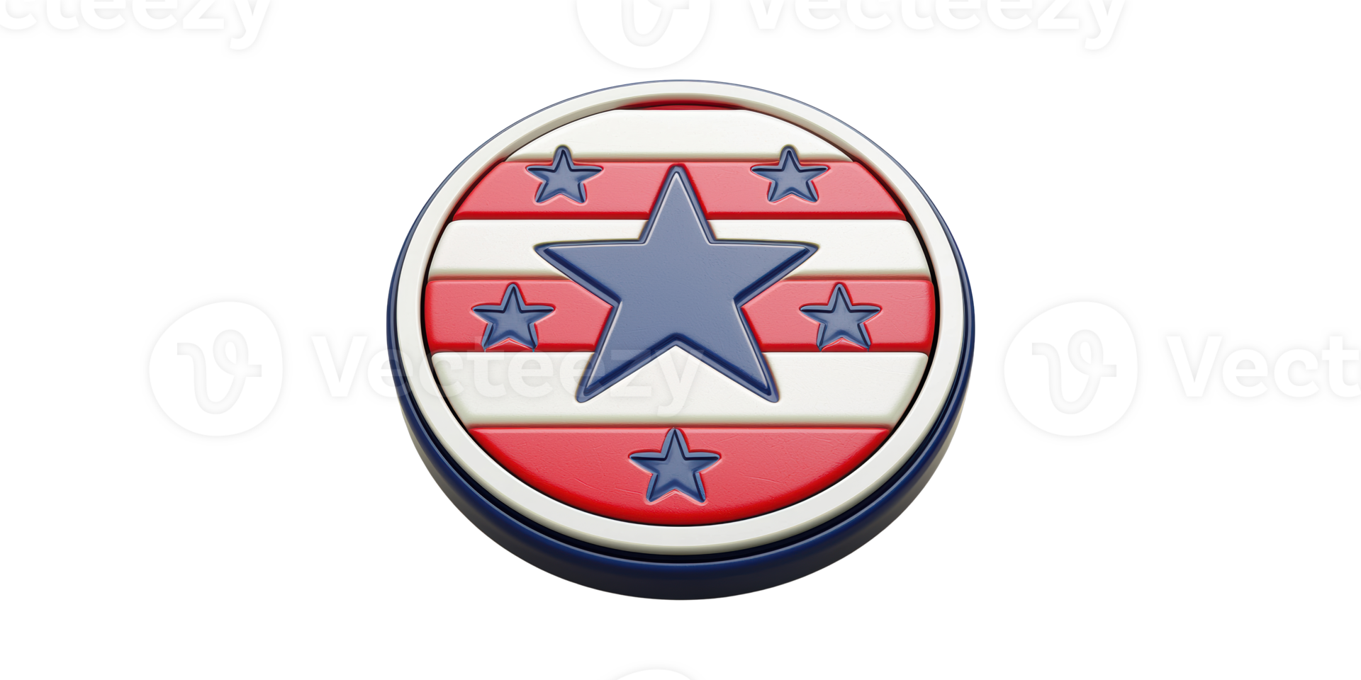 Round badge with american flag design and stars isolated on transparent background png
