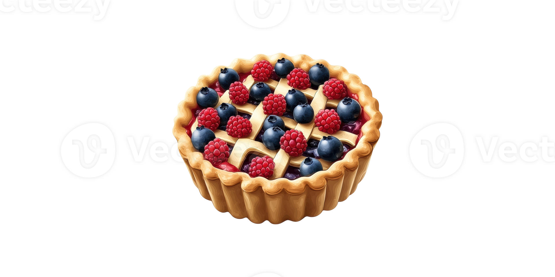Berry pie tart with lattice top isolated on transparent background png