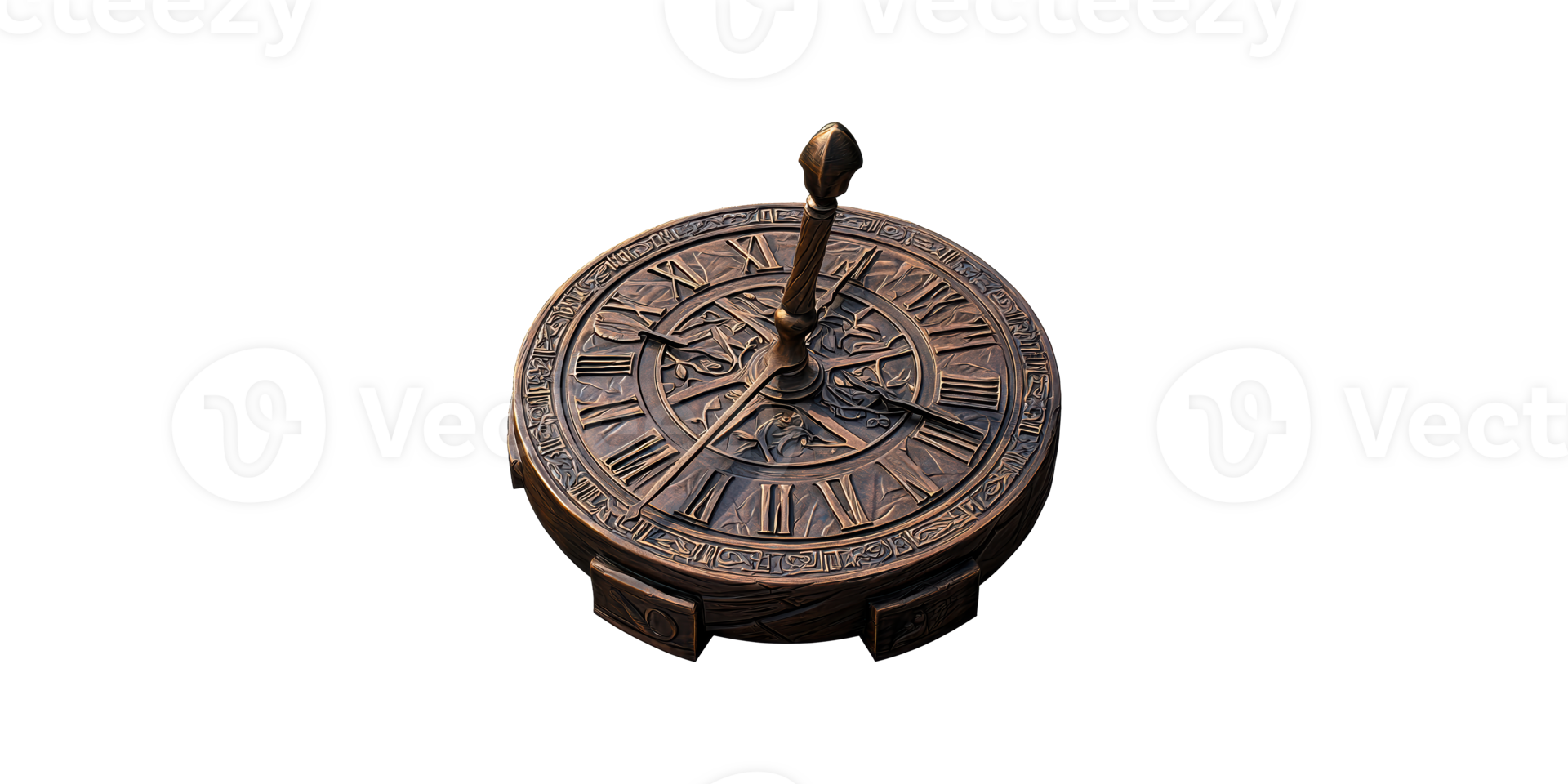 Vintage sundial with roman numerals isolated on transparent background png