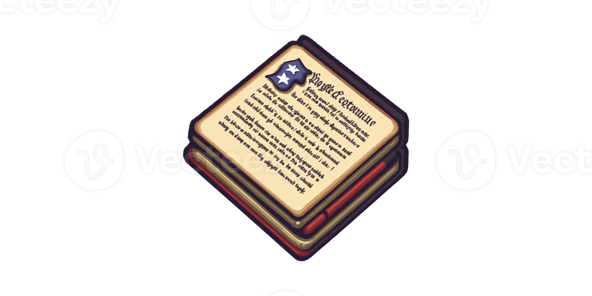 Stack of vintage booklets with old-fashioned script isolated on transparent background png