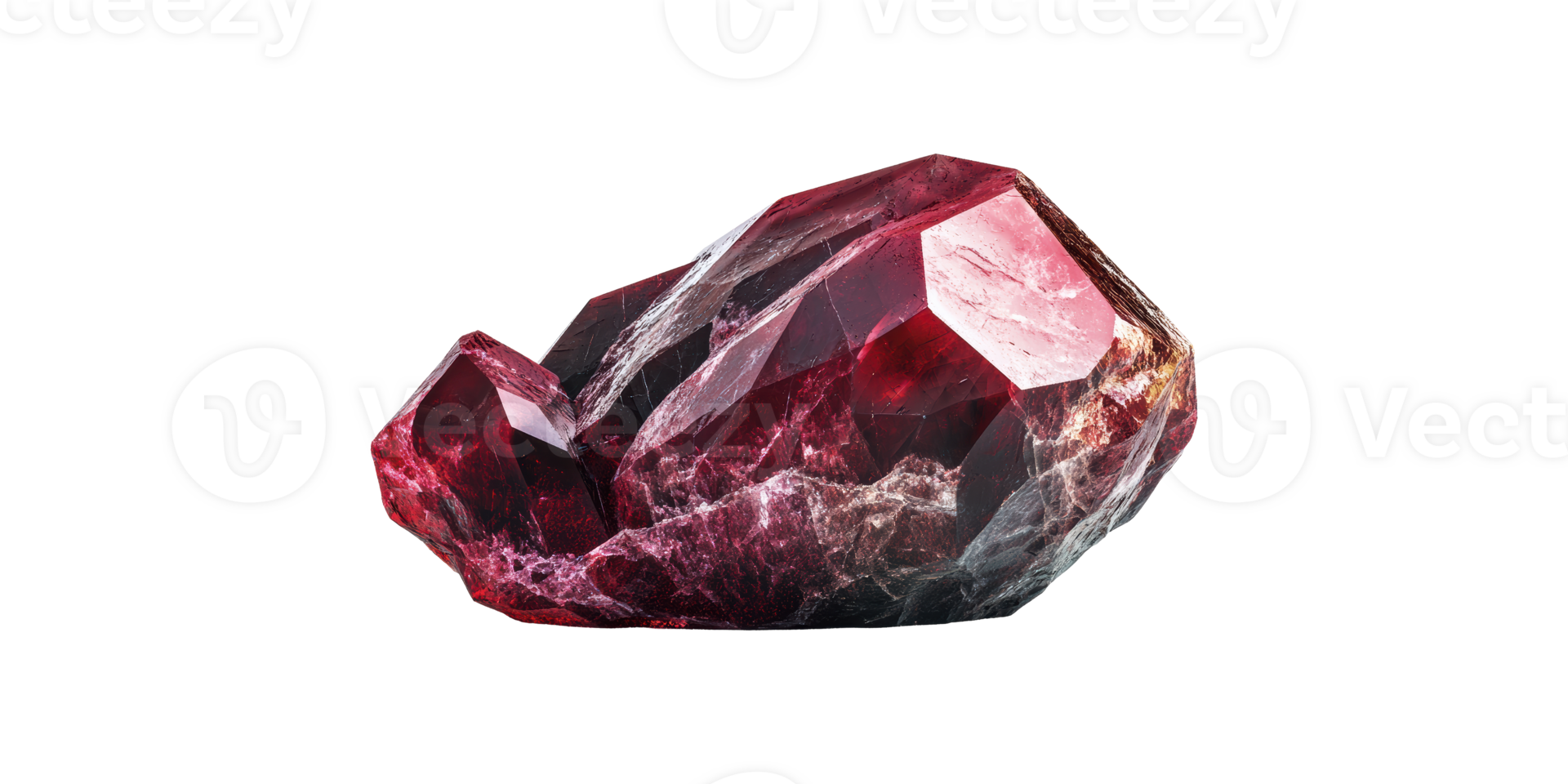 Red rough gemstone mineral isolated on transparent background png