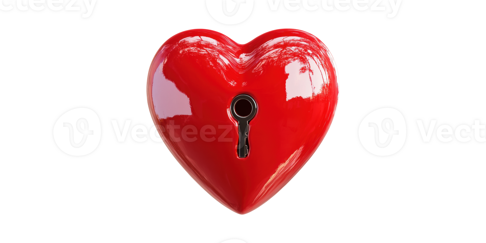 Red heart shaped lock with keyhole isolated on transparent background png