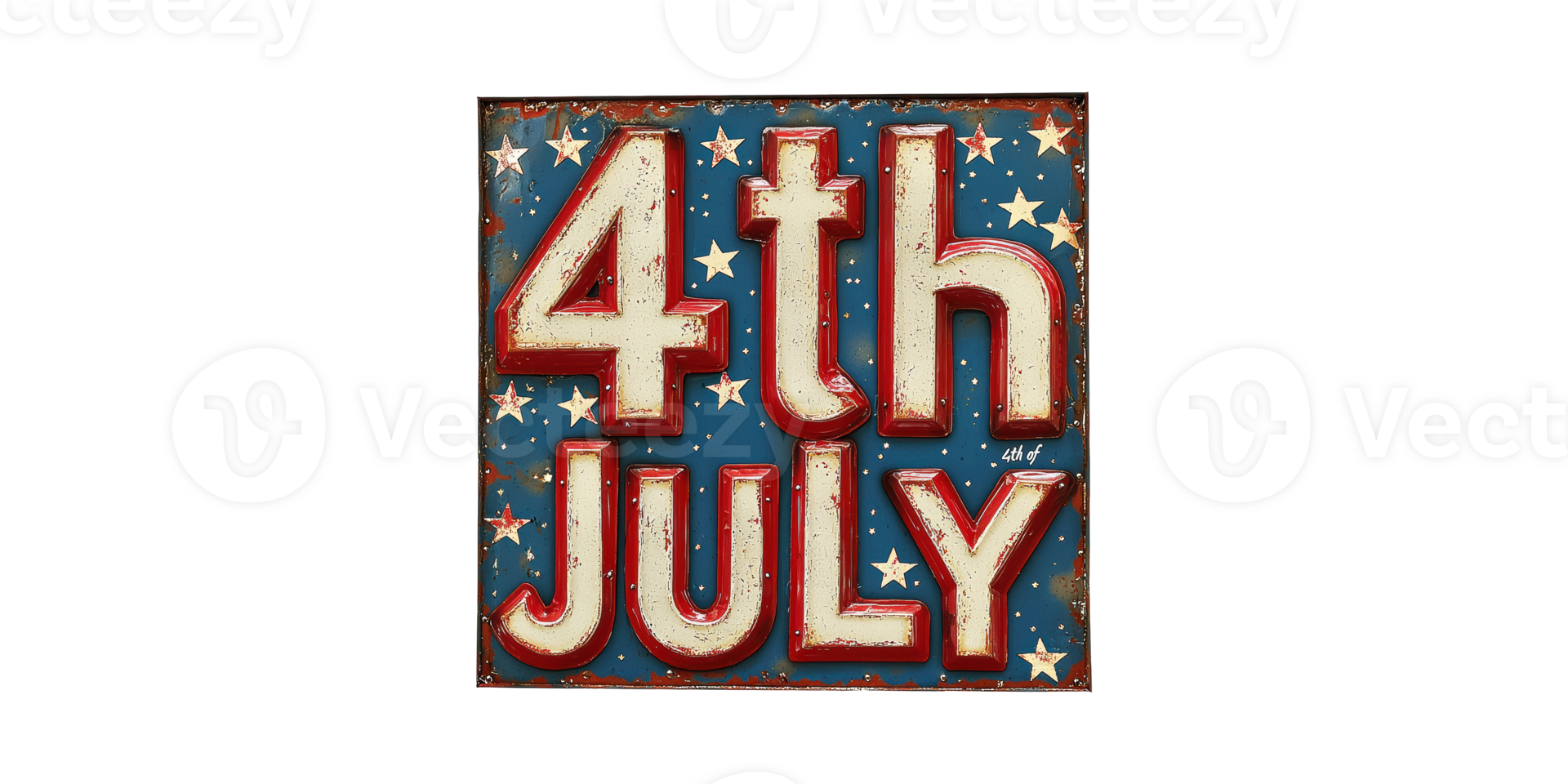 Vintage 4th july sign with stars isolated on transparent background png
