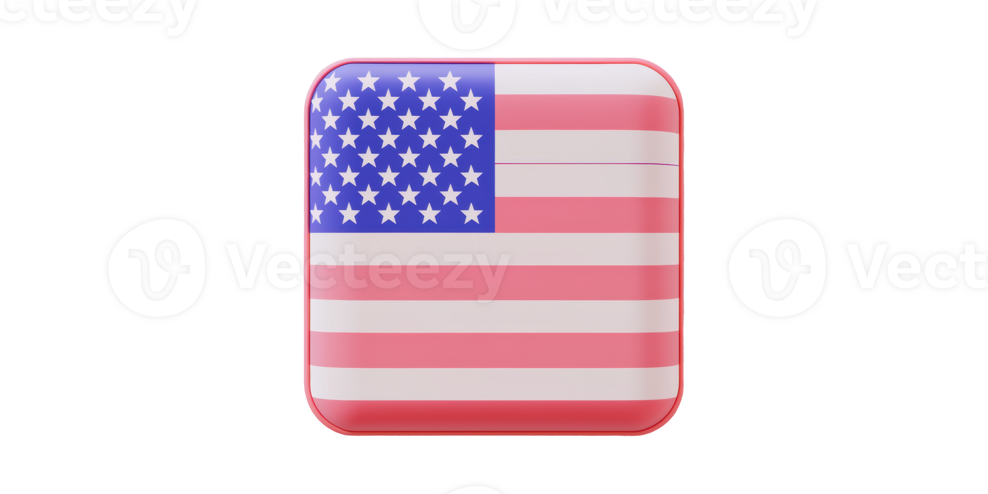 Square button with american flag design isolated on transparent background png