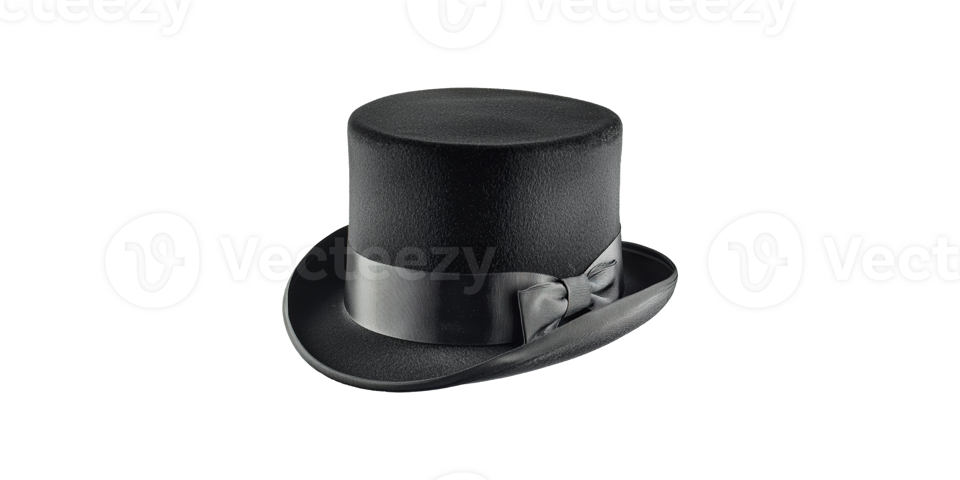 Black top hat with ribbon isolated on transparent background png
