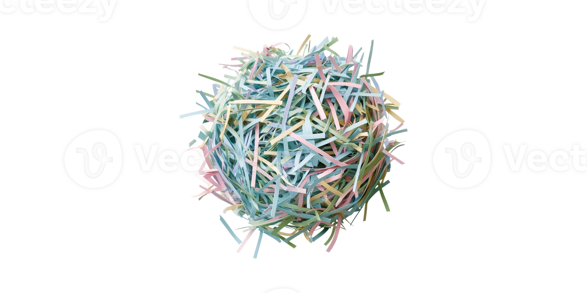 Colorful shredded paper ball isolated on transparent background png