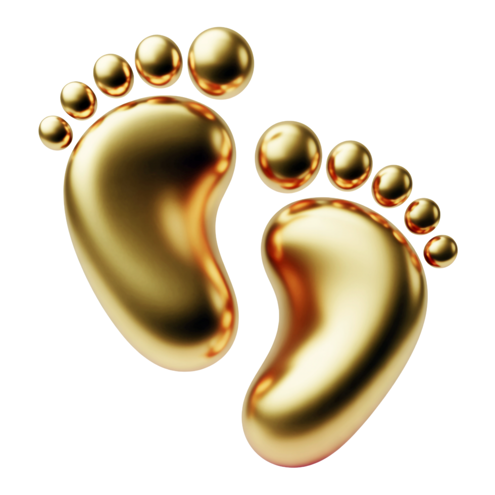 Golden Footprints Isolated on Transparent Background, Minimalist Foot Icon Design png