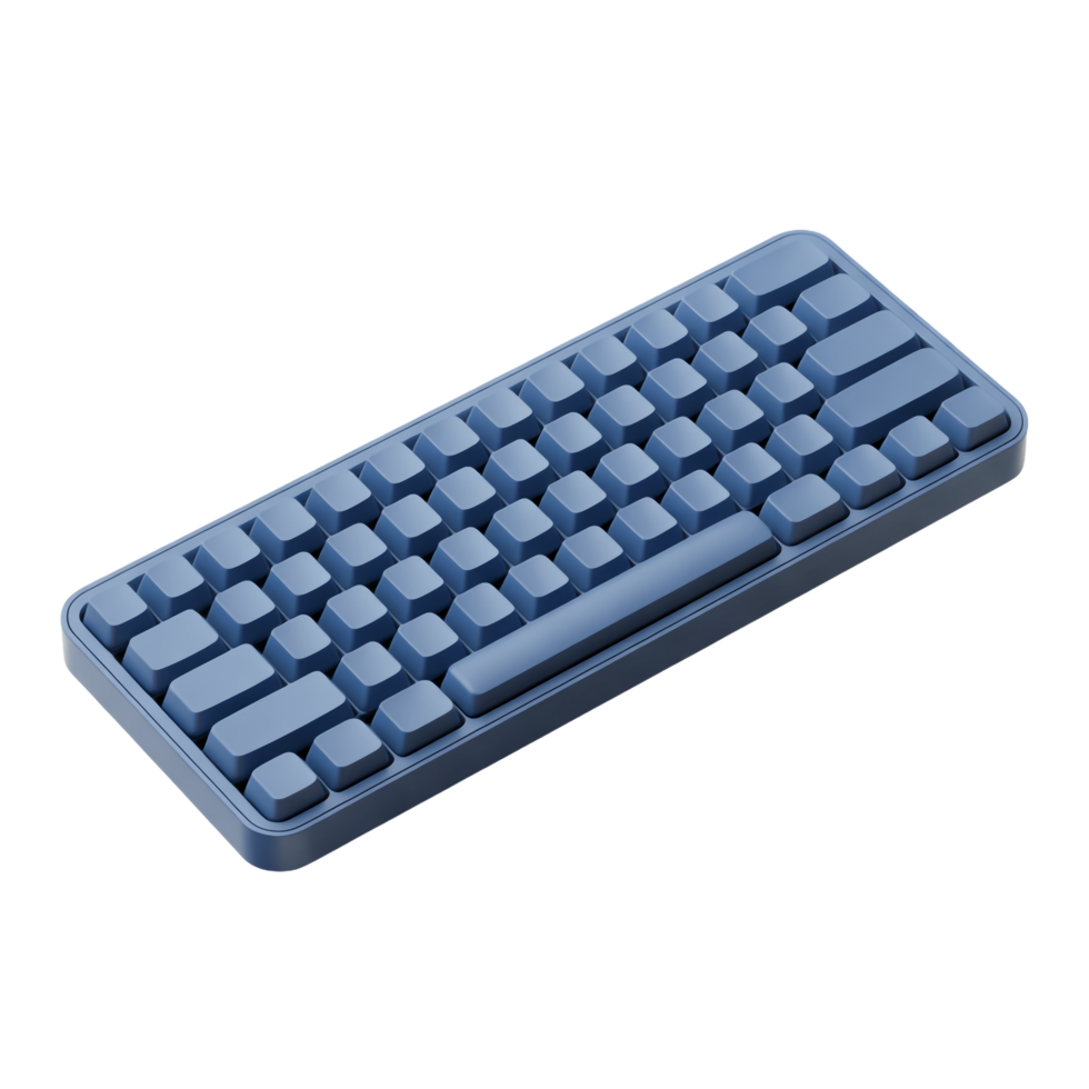 Isometric Minimalist Blue Keyboard with Rounded Keys on Transparent Background png