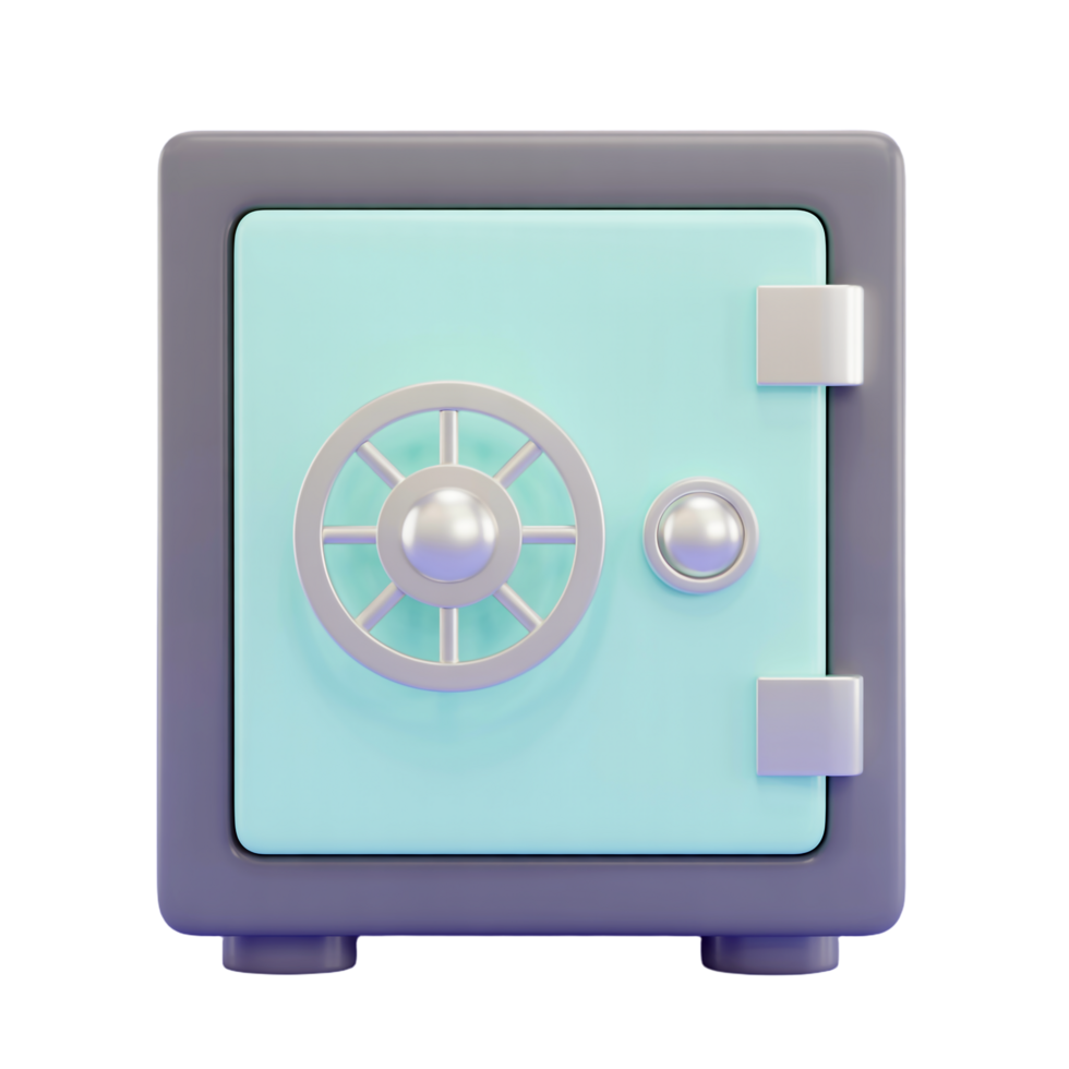 Safe Box 3D Render with Combination Lock Mechanism on Transparent Background png
