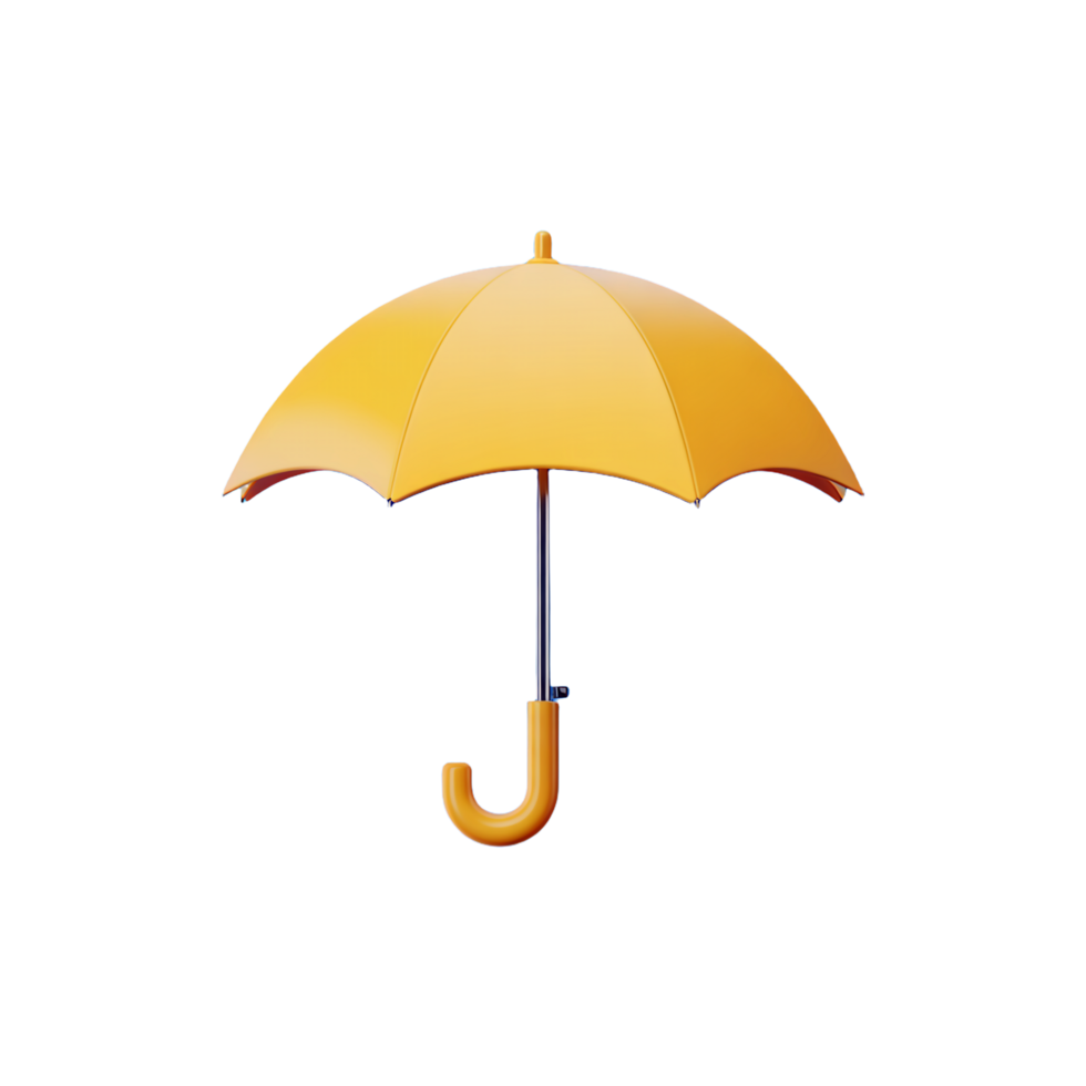Rendered Yellow Umbrella Isolated on Transparent Background, Rainfall Protection Gear png