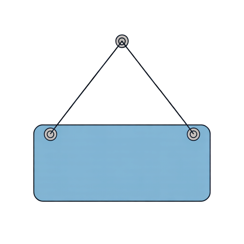 Hanging Light Blue Signage with String and Grommets on Transparent Background png