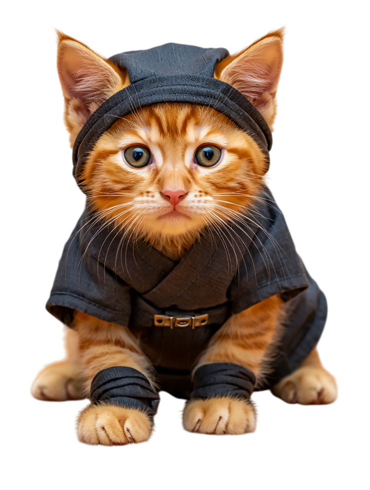 A cat wearing a ninja outfit png