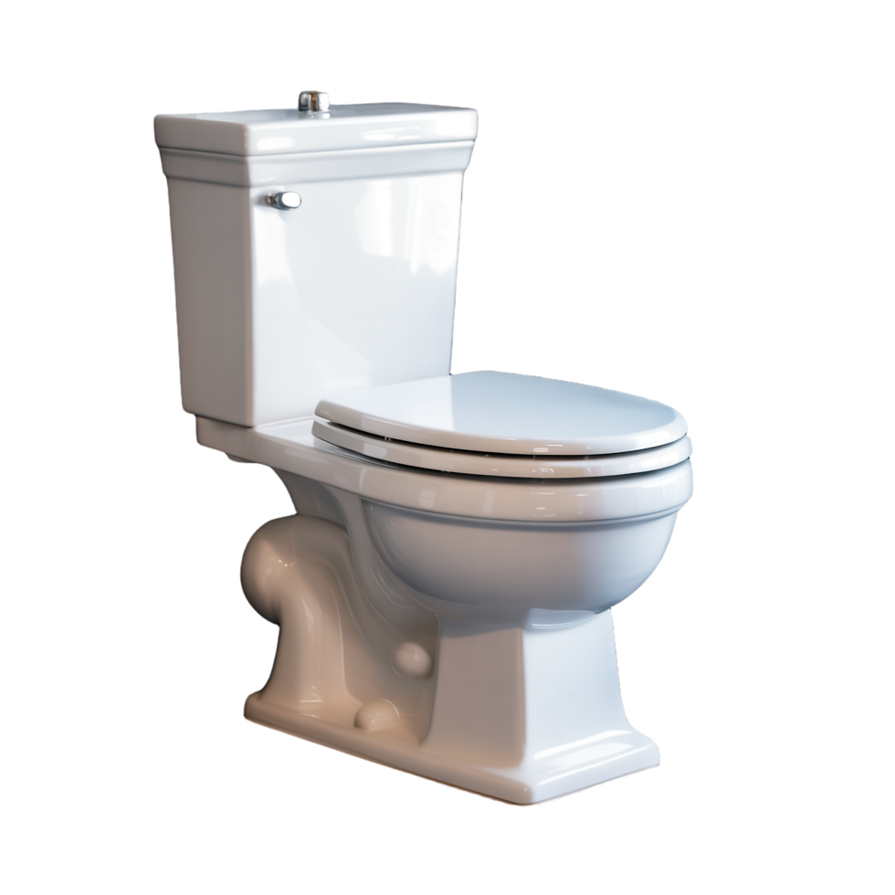 White Ceramic Toilet Fixture Isolated on Transparent Background Design Element png