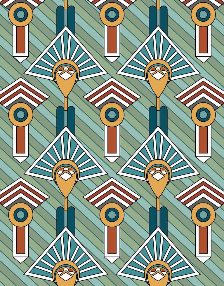 Geometric birds in retro art deco style vector