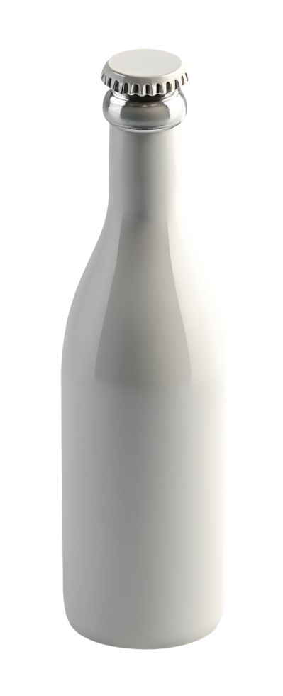 White bottle with metal cap isolated on transparency background, clean and simple design png