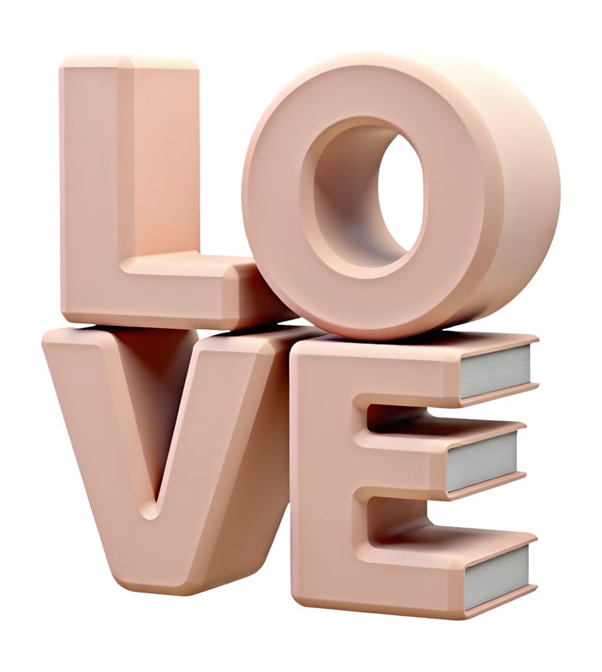 Love word sculpture with soft pink color and smooth texture, expressing affection and warmth png