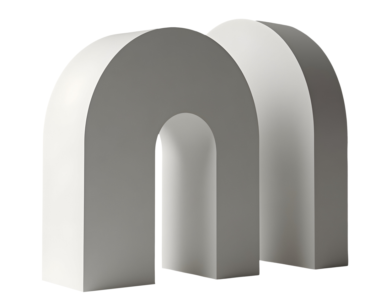 Abstract white arches with smooth surface and soft shadows creating modern look png