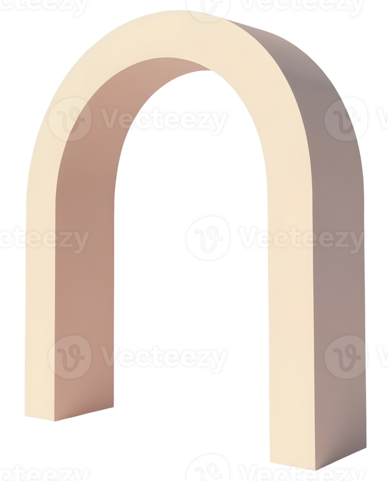 Simple beige archway structure with smooth surface and soft lighting png