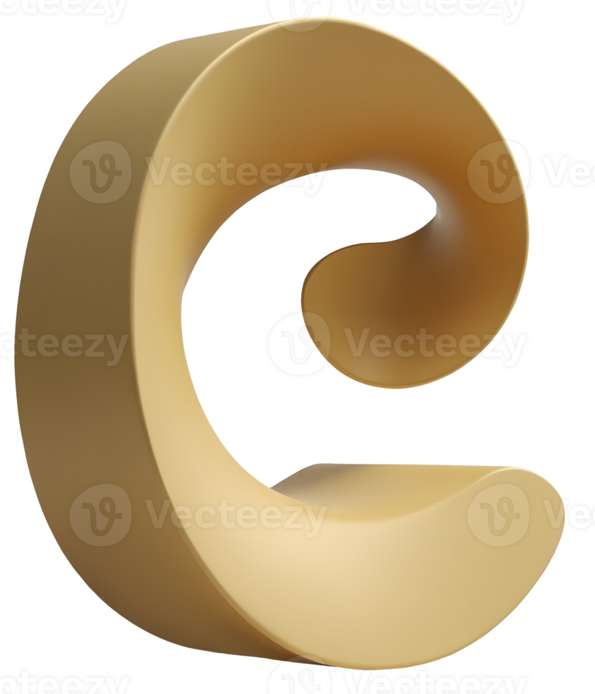 Smooth golden abstract spiral form with elegant curves and soft lighting png