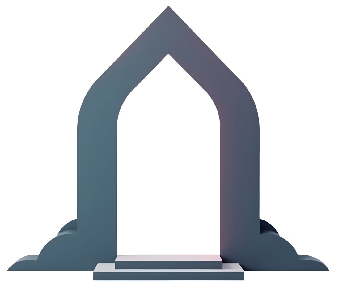 Modern archway passage with steps and smooth edges in dark lighting png