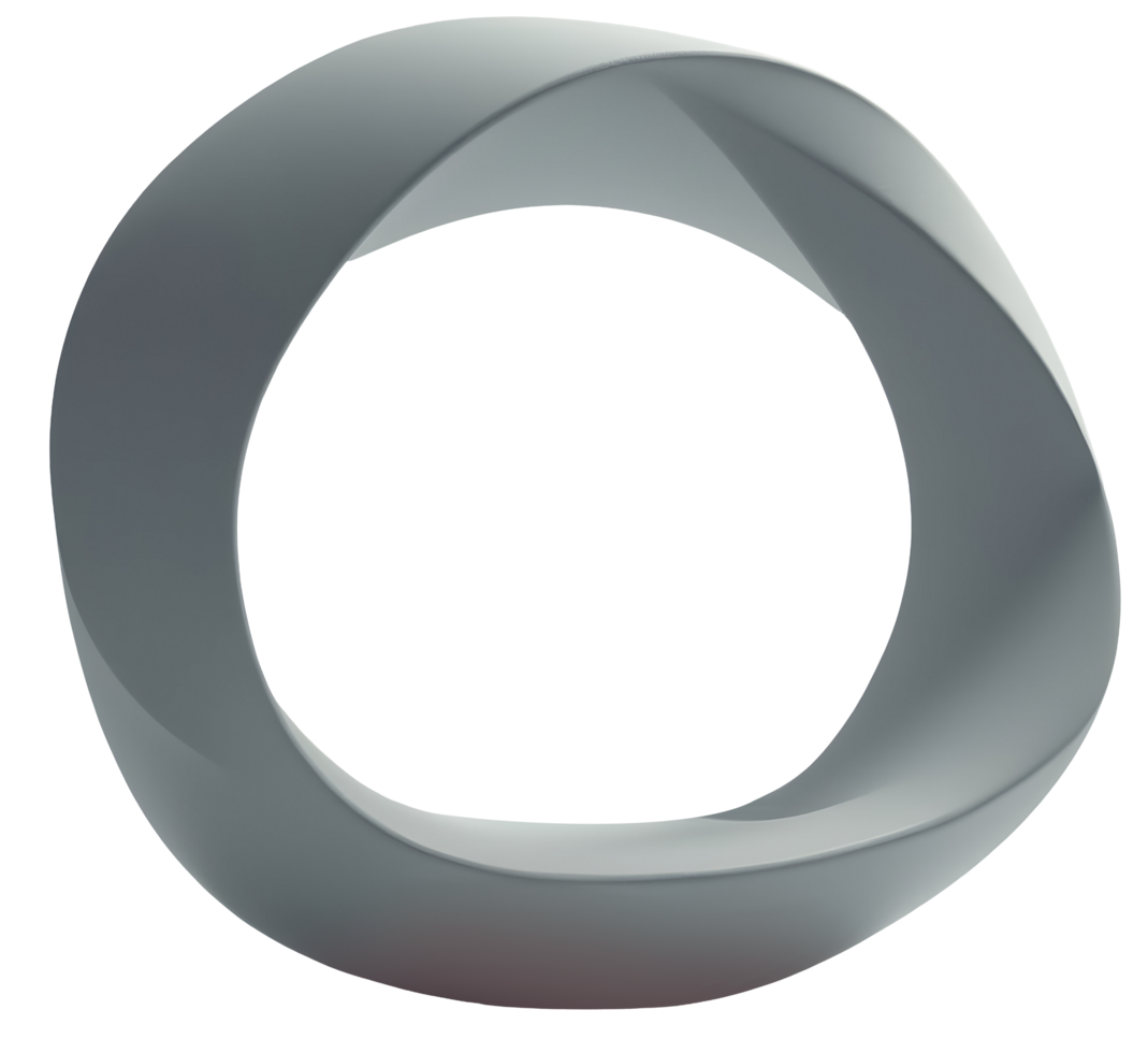Smooth gray loop with twisted shape creating modern abstract design png