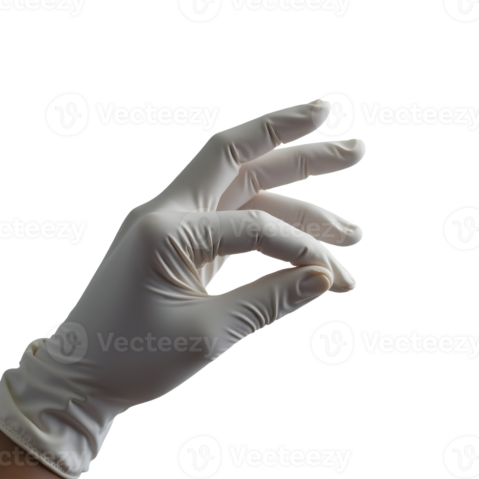 White gloved hand gesture showing precision and care on transparency background png