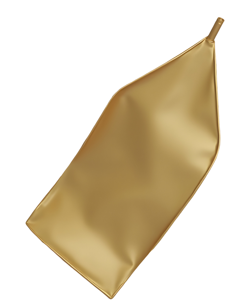 Golden pouch with shiny smooth surface isolated on transparency background png