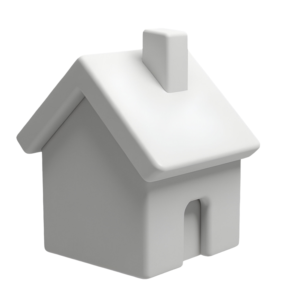 Simple white house model with chimney and smooth surface, symbolizing home and real estate png