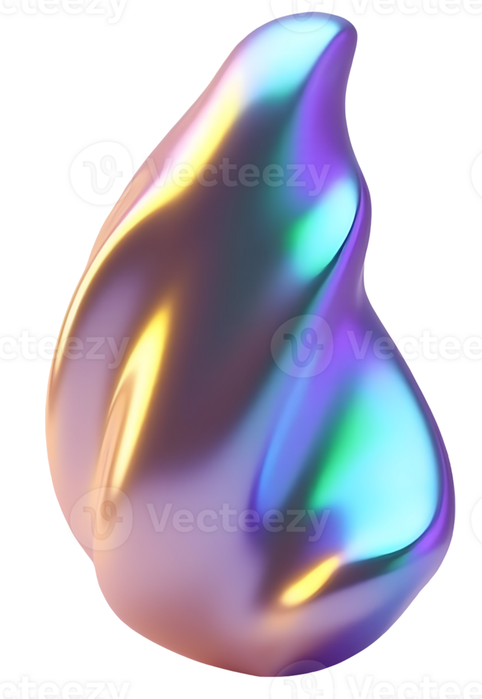 Iridescent abstract blob with smooth shiny surface and vibrant colors png