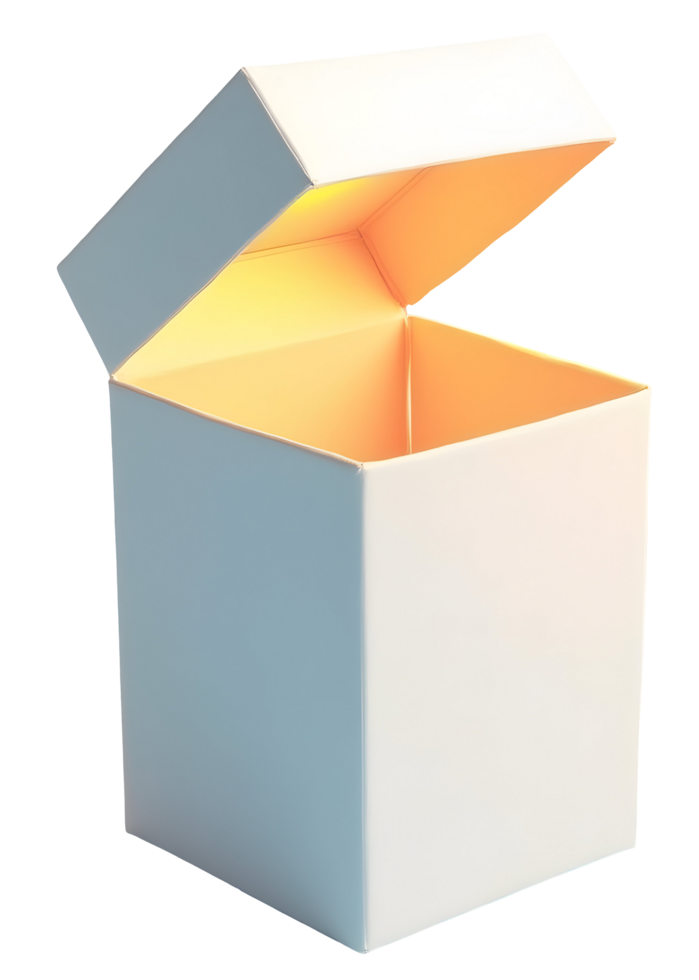 Open gift box with glowing warm light inside, creating magical and inviting feeling png