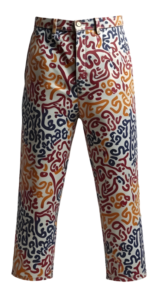Colorful abstract pants with artistic pattern design, stylish and modern casual wear png