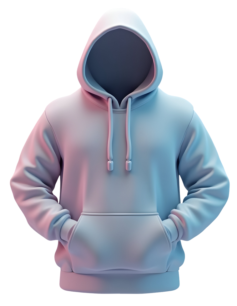 Soft blue hoodie with front pocket and drawstring hood, casual and cozy style png