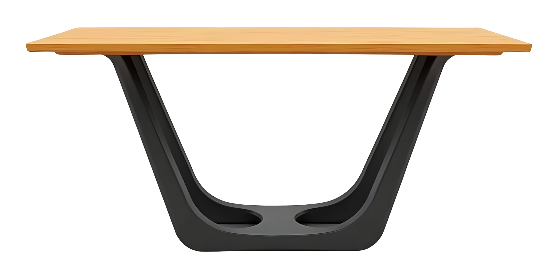 Modern wooden table with black metal base, stylish and elegant design for home or office png
