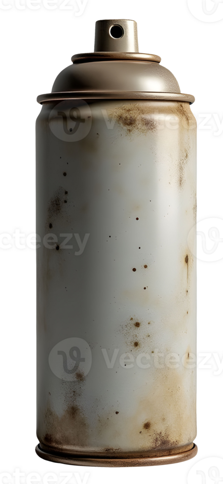 Rusty spray paint can with worn metal surface and aged texture png