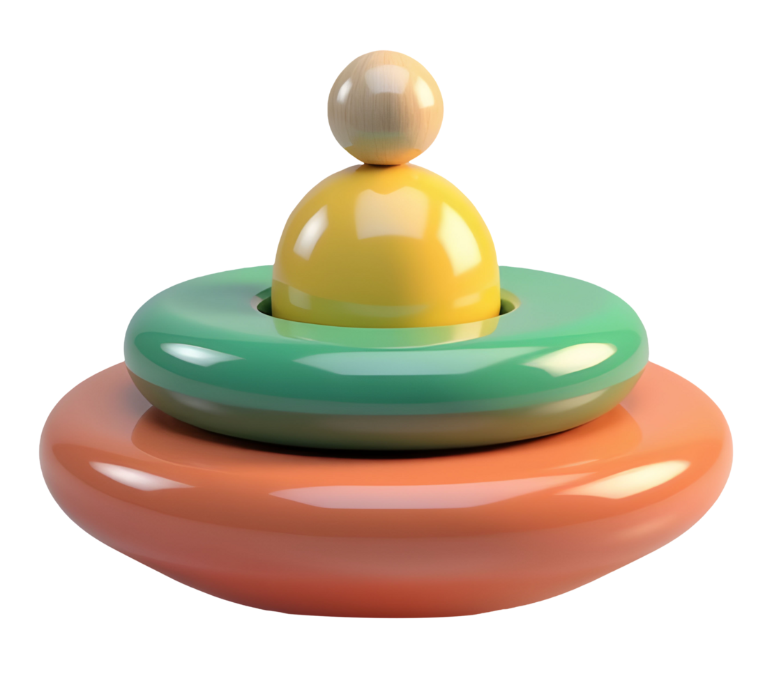 Stacked colorful glossy rings and spheres toy with smooth surface and bright colors png