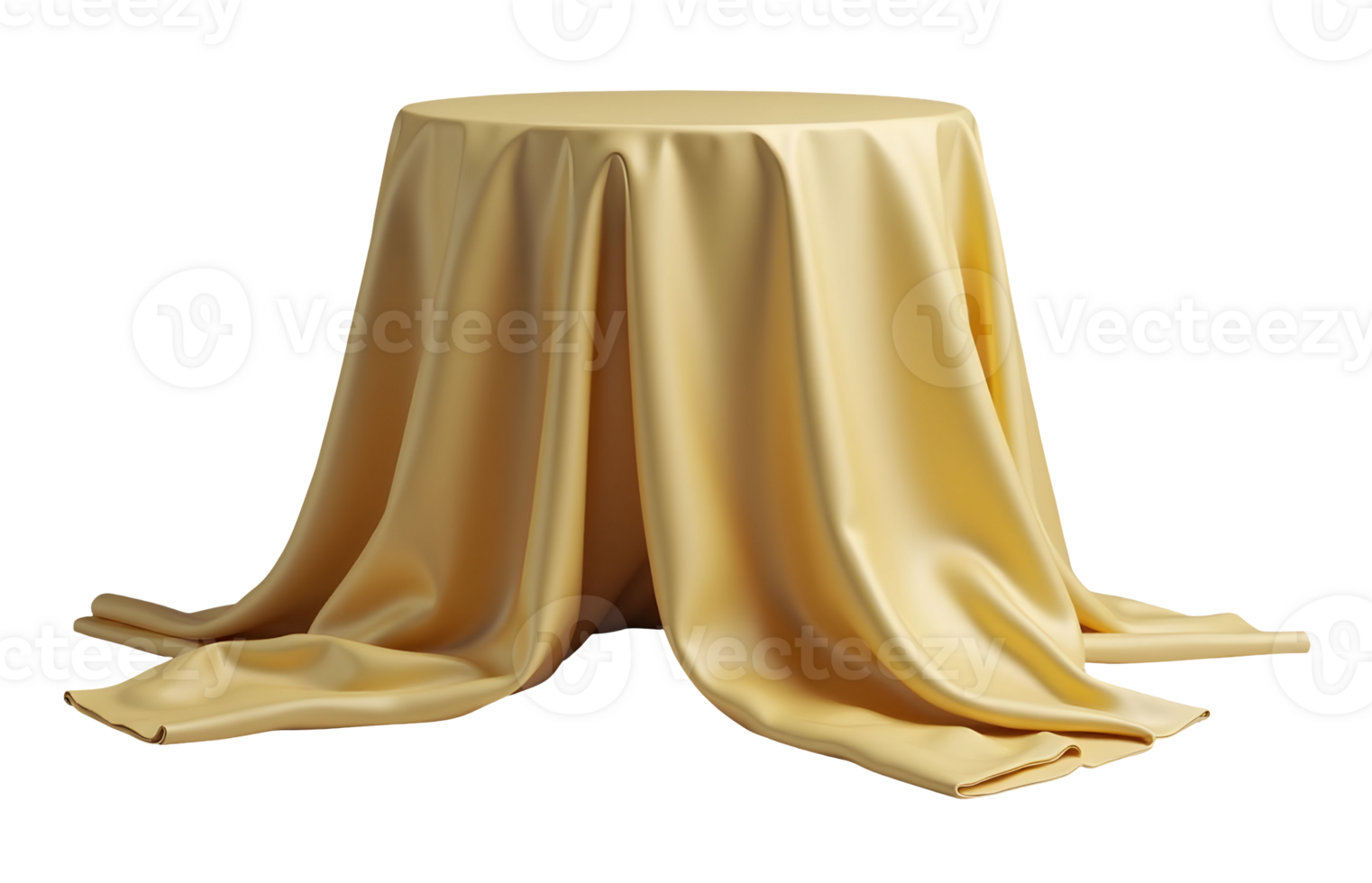 Golden draped table with smooth fabric creating elegant folds and soft texture png