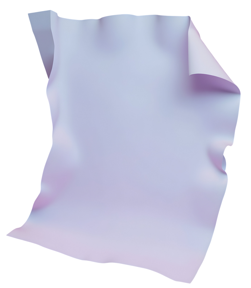 Wrinkled light purple paper with curled corner and soft texture png