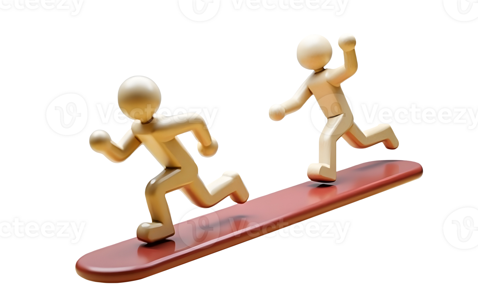 Running figures on red board showing competition and teamwork concept png